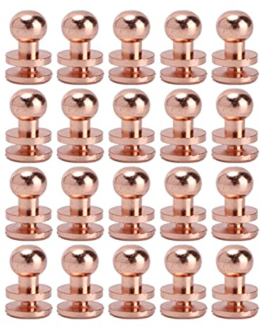 20 Set Rundkopf Ledernieten, Leder Nieten, Roségold Metall Nieten Runde Spikes Geldbörse Kugelnieten Nieten Kupfer Stud Solide Stud Knopfnieten Button für DIY Handwerk Armband Tasche (10X8mm)