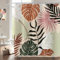Hnmdmyi Duschvorhang Boho 180x180, Abstrakte Tropische Blätter Pflanze Bunte Badewanne Vorhang Mid Century Modern Minimalistisch Ästhetische Kunst Wasserdicht Polyester Stoff Waschbar Badevorhang
