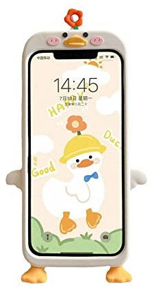 CrazyLemon für iPhone 14 Hülle, Weich Silikon 3D Kawaii Karikatur Tier Charakter Anime HandyHülle Stoßfest Mädchen Frauen Dame Teenager Hüllen - Ente Weiß