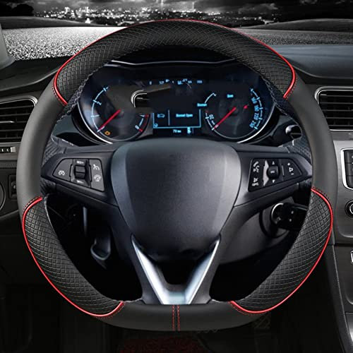 Lenkradschutz Auto-Lenkradabdeckung für Opel für Astra (K) für Corsa (E) für Karl 2014-2022 für Crossland X für Grandland X für Insignia 2017-2022 Auto Lenkradbezug (Größe : RED D Shape)