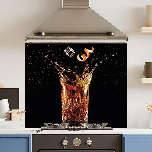 Premium 90 cm x 75 cm Old Fashioned Glass 6mm Kitchen Splashback Heat Resistant Toughened Polished Edges - Back Splash Back Coloured Hob Painted Tempered Splashback
