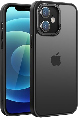 PuyaTeya Upgrade für iPhone 12/12 pro Hülle, [Militärschutz] Stoßfest Schutzhülle Samtige Touch Matt Anti-Kratzen Anti-Glatte Anti Fingerabdruck Handyhülle für iPhone 12/12 pro(Schwarz)