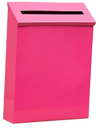 LOVIVER Wandmontierter Briefkasten aus Metall, Zeitungshalter mit Toplader, regensicherer Briefkasten, Dropbox für Tor, Veranda, Außendekoration, rosarot