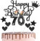 HONGCI Happy 70th Birthday Cake Topper & Birthday Candles Black Number 70 Candles for Birthday Cake - 70th Birthday Candles Cake Cupcake Topper Birthday Cake Decorations for Women Men Birthday Black