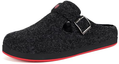 Sisttke Pantofole Donna Uomo Ciabatte in Feltro Unisex Slippers Invernali Chiuse con Plantare Intercambiabile,Nero,36 EU