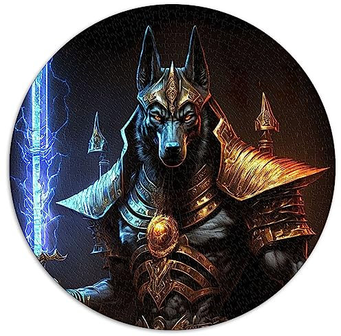 Krieger Anubis 1000 großes Teilepuzzle für Erwachsene, kugelförmiges Premium-Brett, 100% recycelt, 26,5 x 26,5 Zoll