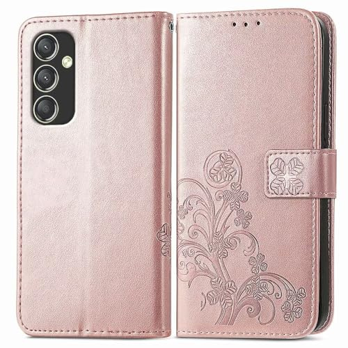 RankOne Coque en Cuir pour Samsung Galaxy A35 5G (6.5 inches), Étui Portefeuille avec 3 Emplacements pour Cartes 1 Poche à Monnaie - Or Rose
