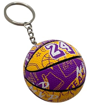 Bryant Schlüsselanhänger kompatibel mit NBA 24 Lakers Basketball Farben Gelb und Rosa Gadget Zubehör Geschenkidee Herren Damen Kinder Kreativer Anhänger 3D