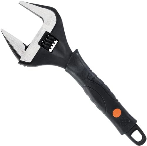 Sharp-tec 10-Inch Adjustable Spanner Wrench (250mm), 50mm Wide Jaw Large Opening, Chrome Vanadium Steel, Black Oxide Finish, Heavy-Duty Plumbing & DIY Tool with Ergonomic Grip