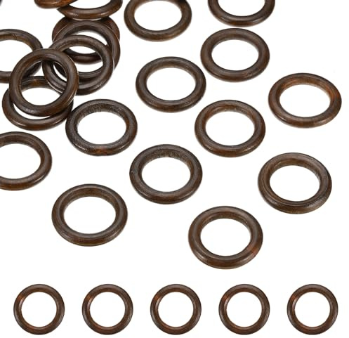 PATIKIL 40mm Naturholzringe, 20er Pack Holzringe Rund Verbindungsringe Holzschlaufe Kreis für Bastelarbeiten Anhänger DIY Schmuckherstellung Makramee, Dunkelbraun