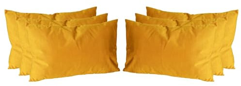 Nicola Spring 6X Gelb 60cm x 40cm Rechteck Samt Kissen - Gefüllt Sofa Kissen Bett Zimmer Dekor Streukissen mit Deckels & Einlagen