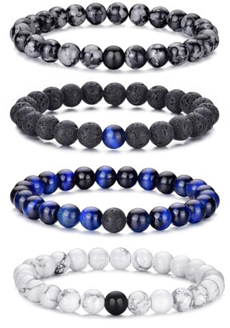 VEEDOFA Perlen Armband Herren Men Bracelet Armband Herren Perlen Herren Armband Schwarz Herren ArmbäNder Men'S Bracelets Mens Jewellery