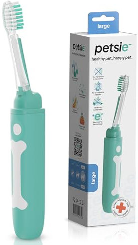 petsie Hundezahnbürste, innovative Eletrolyt-Technologie, verbessert die Mundgesundheit und reduziert Mundgeruch, keine Vibrationen und leise Zahnreinigungsbürste, keine Zahnpasta erforderlich,