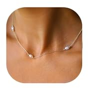 TINGN Halskette Damen Goldkette Damen - 14K Vergoldet Gold Perlenkette Halskette Damen Gold Geburtstag Geschenke für Frauen Freundin Mutter Schmuck Perlenkette Goldkette für Frauen Teenager Mädchen