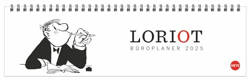 Loriot Wochenquerplaner - Kalender 2025 - Heye-Verlag - Tischkalender quer mit Schulferien - Eine Woche auf 2 Seiten - 32,5 cm x 9,3 cm