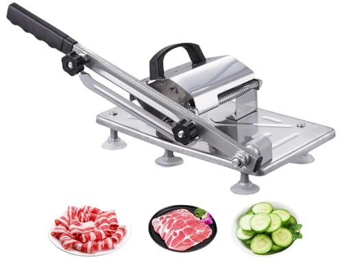ETUCYNG Affettatrice Manuale per Alimenti - Taglierina per Carne Congelata in Acciaio Inossidabile con Mannaia per Rotoli di Manzo