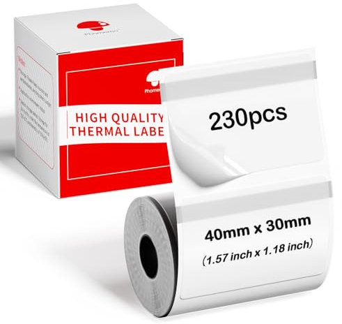 Phomemo M110 M120 M200 M220 M221 Transparent Etiketten, Rechteckige Thermische Etiketten-Thermodrucker Etiketten für Preis, Name, Adresse, Logo, Barcode, 40mm*30mm, 230 Etiketten, In Schwarz Gedruckt