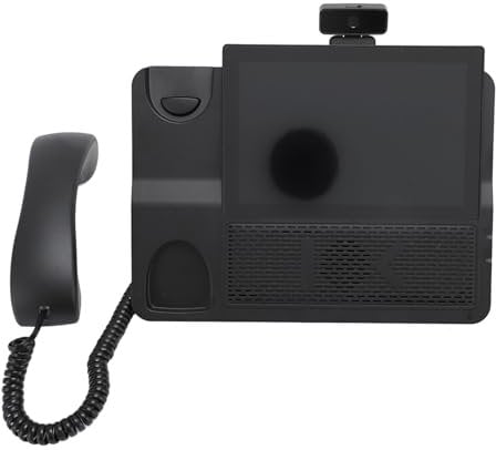 IP-Tischtelefon, 6 SIP-Konten, 8-Zoll-Touchscreen-Farbdisplay, VOIP-Geschäftstelefon mit 5-MP-Kamera, Dualband-WLAN, für Ton-/Videokonferenzen mit Mehreren Teilnehmern (EU-Stecker)