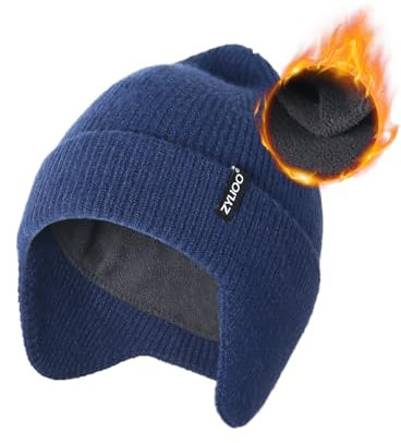 Zylioo XL-3XL Strickmütze mit Ohrenklappen Für Großen Kopf,Ohrenschützer Mütze Wintermütze Winter Beanie Mütze