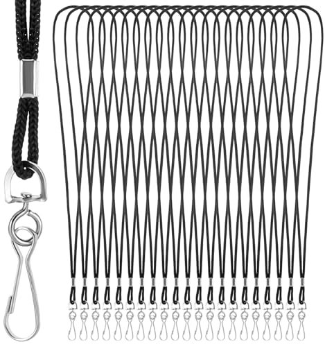 Nogeqi 20 Stück Langes Schlüsselband zum Umhängen Schwarz, Lang Schlüsselanhänger Schwarzn Schlüsselbänder Lanyard Umhängeband mit Schnalle aus Metall Ausweishüllen Namensschilder in Büro Schule