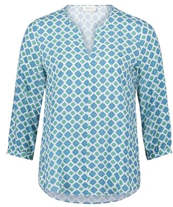 Cartoon Damen Casual-Bluse mit Muster 34, Blau/Grün