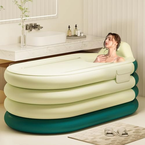haiyusm Faltbare Badewanne Aufblasbare Erwachsene Portable Freistehende Badewanne für Dusche Mobile Badewanne Eistonne Ice Bath Ideal für Heiße Bäder/Eisbäder (lengths 140,Green)