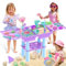 deAO Sand and Water Table for Toddlers, Outdoor Sand Water Play Table with 23PCS Beach Toys and 2 Fishing Pool Toys, Sand Pit Water Activity Table Summer Beach Garden Toy for 3+ Boys Girls (Purple)