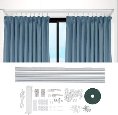 Motorisierte Vorhangschiene, Elektrische vorhangschiene mit Fernbedienung, Timer-Funktion, Gardinenstangen und schienen mit Motor, Intelligente Vorhänge für 2.16-4.2m/7.08-13.78ft
