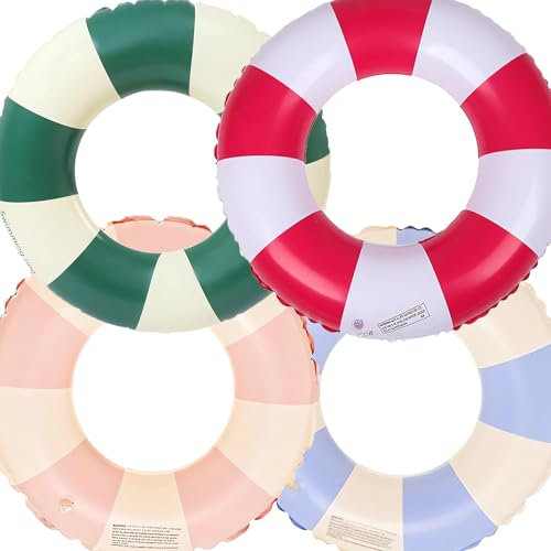 4 PCS Schwimming Ring Erwachsene, Luftmatratze Schwimmreifen Aufblasbar, Aufblasbare Schwimmbecken Schwimmer, Schwimmring Röhre Für Sommerpool Party (blau+Rosa+grün+rot)