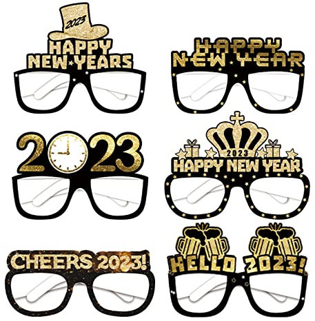 Ksikdeg Happy New Year Brille Schwarz Gold Papierbrille Brille Party Brille Foto Requisite Weihnachtsdekorationen