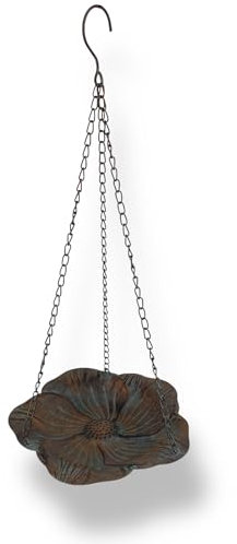 Crispe home & garden Vogeltränke Blatt klein | hängende Metall-Schale in Blattform | Antikgrün | Garten Deko für Vögel & Insekten | Outdoor Tränke für Balkon & Terrasse | Ø 34 cm