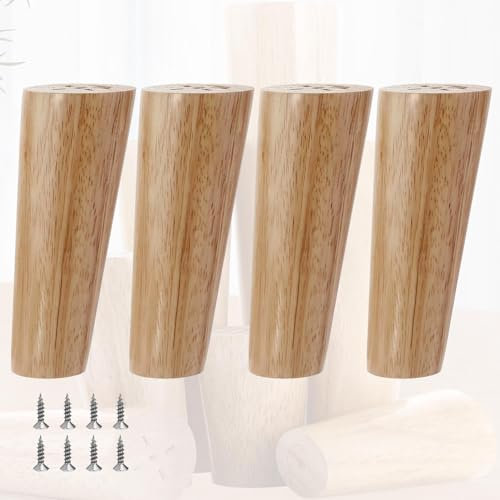 JIAJUTUI001 4 Stück Konisch Möbelfüße Massivholz Ersatz Tischbeine Eiche Tischbeine Holz Sofafüße Konisch Schrankfüße für Bett Tische und Couch Stühle (70cm/27.6in,Holzfarbe)