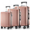 ABISTAB Reisekoffer Set 3-teilig, Hartschalen Rollkoffer mit 4 Rollen, Handgepäck & große Koffer Trolley für Business & Reise, Rosenrosa