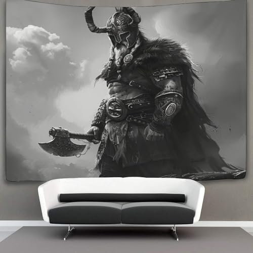 SUFFERBOW 3D Druck Wikinger-Krieger Wandteppiche Poster Ornament Wandbehang Wandteppich Raumteiler Vorhang Für Schlafzimmer Wohnzimmer Tapisserie 70cmx100cm