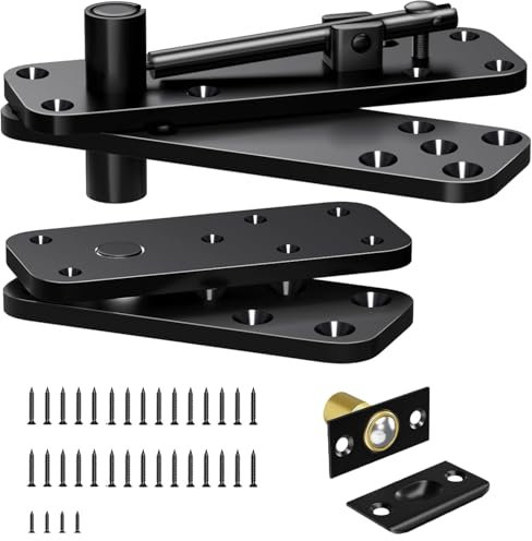 Hanured® Bisagra para puerta oculta, Bisagra oculta de 360° de rotación, 280 kg de carga, para puertas secretas, de librería, Murphy y de estantería (Negro)