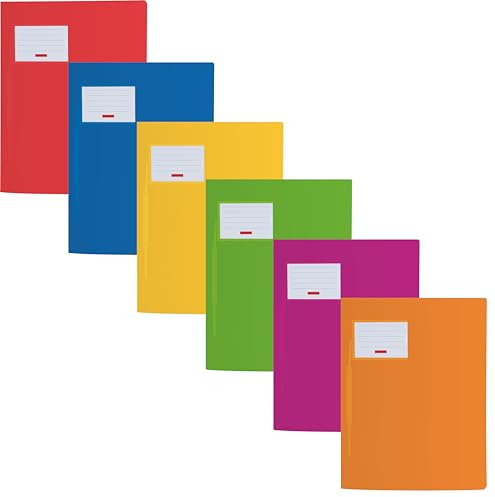 Schnellhefter für A4, transluzente PP-Folie, Fact!PP mit Namensschild auf der Vorderseite und Einstecktasche innen (Brunnen mit Namensschild, sortiert, 6er Pack)