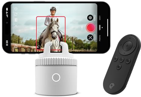 Pivo Equestrian Pod Auto Tracking Phone Holder Face Body & Horse Tracker 360° Drehung 6 Geschwindigkeit Ständer für Videoaufnahme mit Fernbedienung (Weiß)