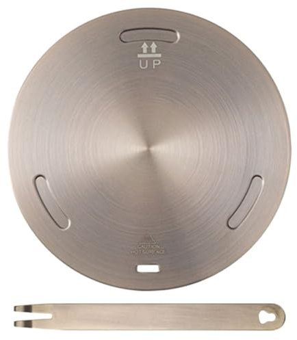 NUOBESTY Induktionsplatte Wärmeleitplatte aus Aluminiumlegierung und Edelstahl 20cm Roségold mit Griff für Gas und Elektroherde als Wärmeverteiler Küchenkochgeschirr