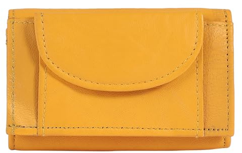 Excellanc Geldbörse für Unisex aus Leder in Orange, Geldbeutel mit Druckknopf in 9,5 x 6 x 2,5 cm
