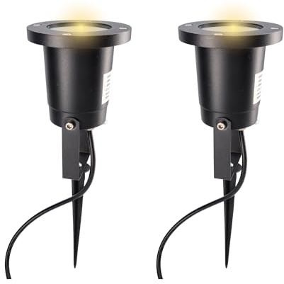 Jandei - Foco Pica LED Exterior 6W con Pincho, para bombilla GU10, IP65, Luz Cálida 3000k, 240V, Ø10cm, Altura 30cm Cable 1,5m Enchufe Schuko. Ideal para Jardín, Caminos y Macetas. (2)