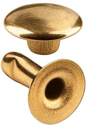 200 Doppel-Hohlnieten Ziernieten 2-teilig 7mm „7/8”aus Eisen (nickelfrei), Finish: Messing-glänzend (goldfarben)