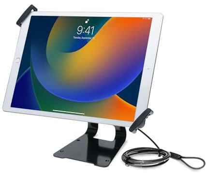 CTA Digital Soporte de Seguridad antirrobo Ajustable y Soporte POS para iPad Pro 9.7/10.5/12.9, iPad (2017), iPad Air y tabletas de 9.7-13 Pulgadas