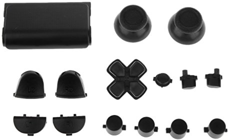 Reemplazo Kit de Botón de Tapa L2 L1 R1 R2 Thumbstick para Sony PS4 Controlador Negro