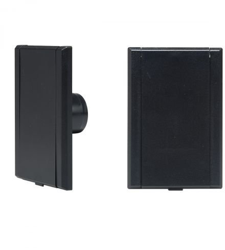 Saugdose rechteckig VacuValve, Zentralstaubsauger Steckdose, 90x135mm, 2 Kontaktstifte, Öffnung 36-38mm (Schwarz)