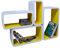Cube Verstärkte Vielen Farben MDF Retro Design 4er Set Regal Regale Wandregal Deko Würfel CD DVD Lounge LO01 (Weiß/Gelb)