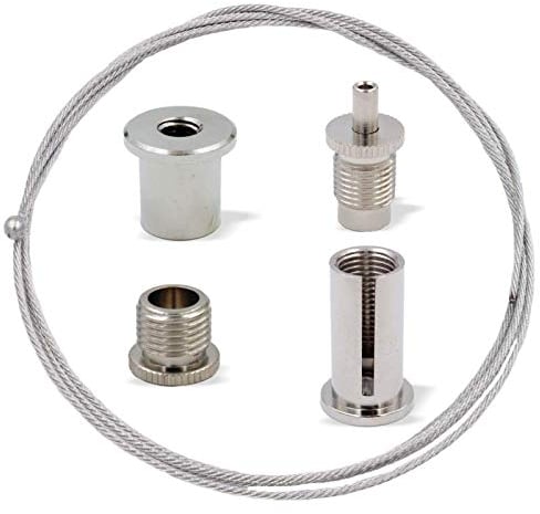 Universalabhängeset für mittlere Lasten | Deckenbefestiger, Schraubkappe, Drahtseilhalter/Gripper, Drahtseil Ø1,5mm, Länge 3000mm