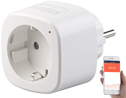 Luminea Home Control WLAN-Steckdose mit Energiekostenmesser, App und Sprachsteuerung