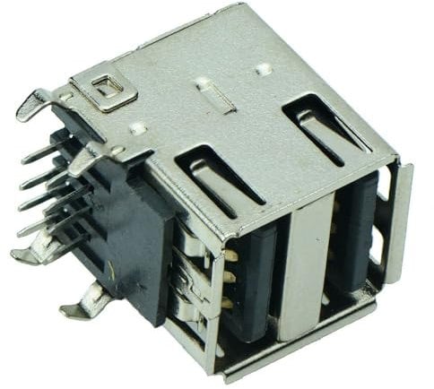 2 x Dual USB 2.0 Connector Type A Angled Socket PCB (Pack of 2)