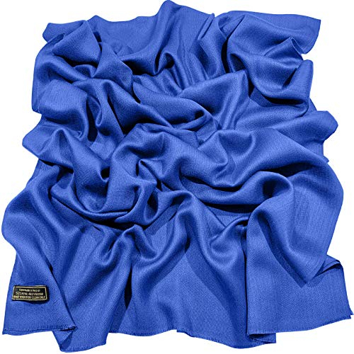 CJ Apparel Königsblau Einfarbig Design Fringe Schal Fransenschal Wrap Stola Pashmina NEU