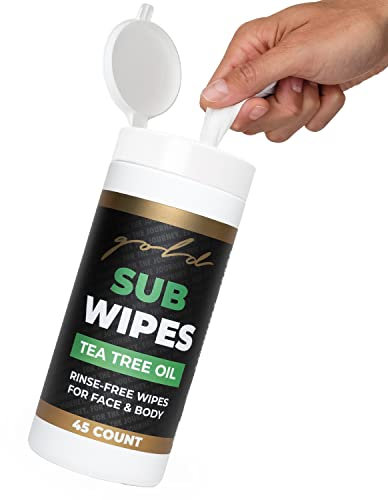 Gold BJJ Jiu Jitsu Wipes [XL 45 Count] Tea Tree Oil Face and Body Wipe - Cleansing Skin Defense for Martial Arts & Wrestling